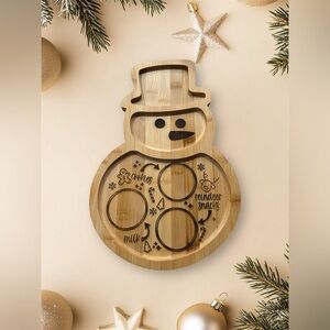 Santa Cookies Engraved Serving Tray, Christmas Charcuterie Tray, Snowman Tray